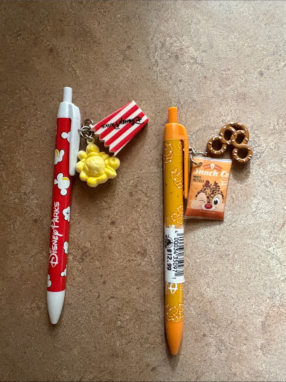 Disney Yellow and Red Popcorn & Pretzel Charm Pens